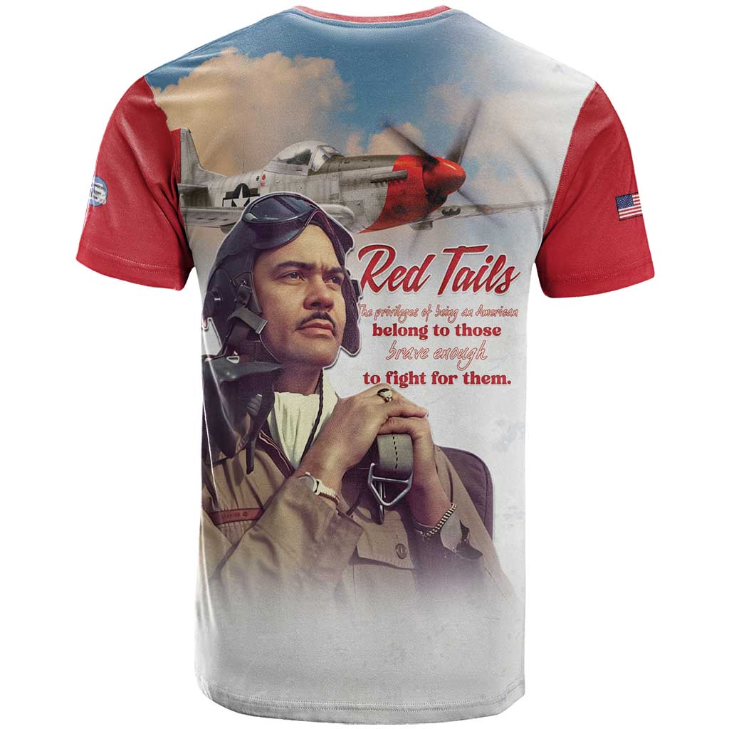 Sky Leaders of WWII T shirt Red Tails Tuskegee Tribute - Red - African Pride