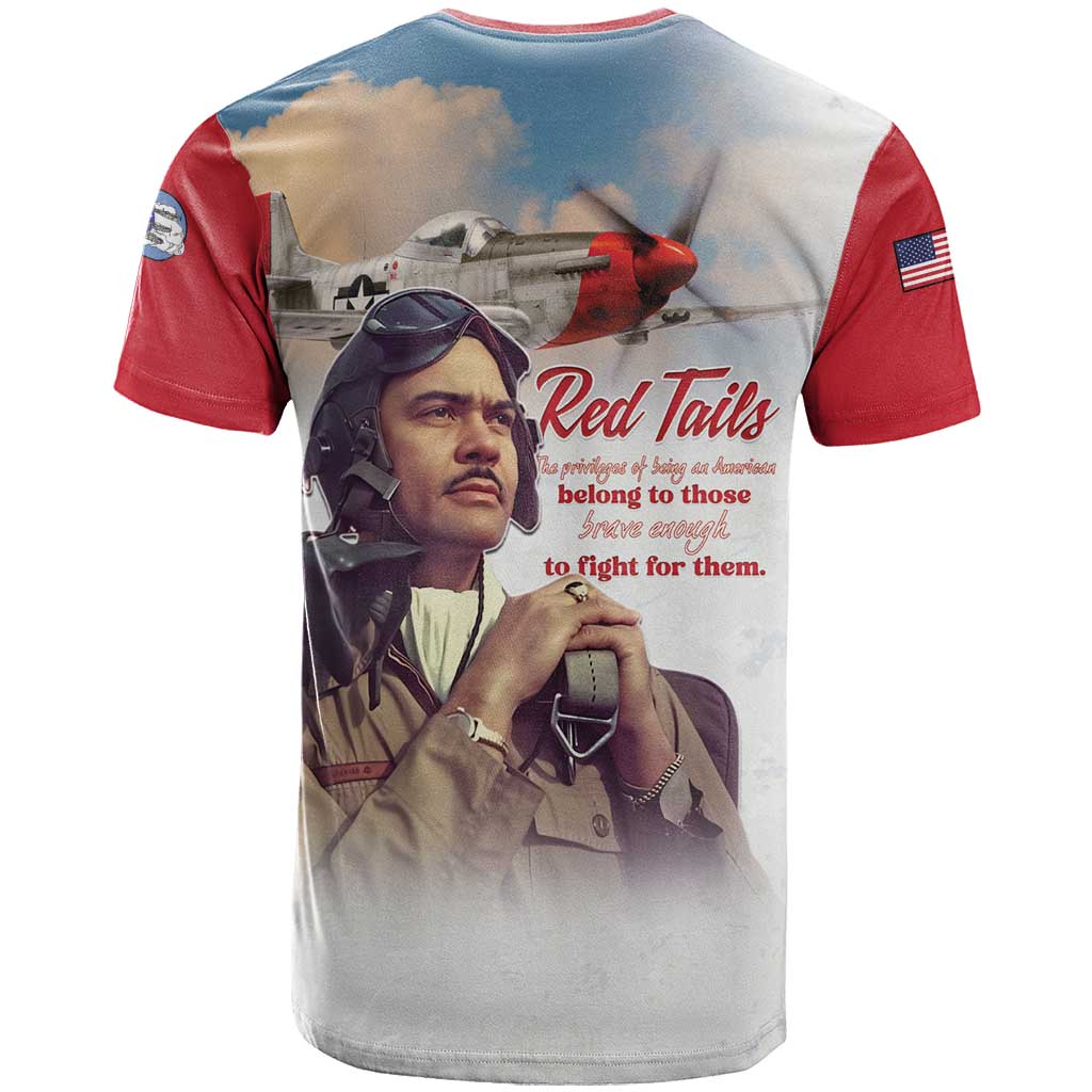 Sky Leaders of WWII T shirt Red Tails Tuskegee Tribute - Red LT15