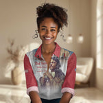 Sky Leaders of WWII Women Casual Shirt Red Tails Tuskegee Tribute - Red - African Pride