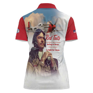 Sky Leaders of WWII Women Polo Shirt Red Tails Tuskegee Tribute - Red - African Pride