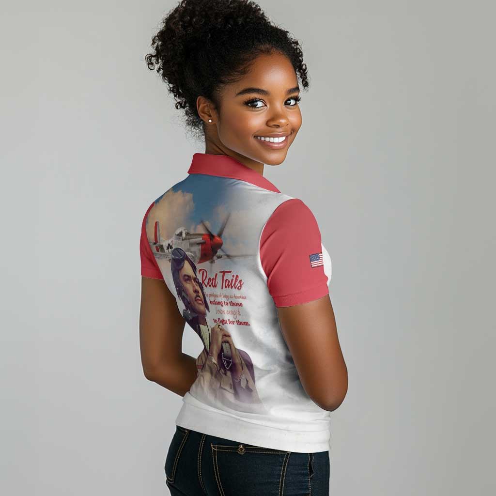 Sky Leaders of WWII Women Polo Shirt Red Tails Tuskegee Tribute - Red - African Pride