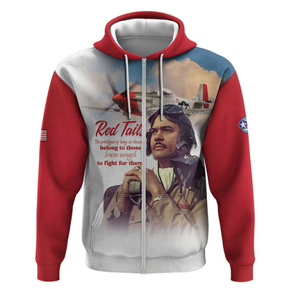 Sky Leaders of WWII Zip Hoodie Red Tails Tuskegee Tribute - Red - African Pride