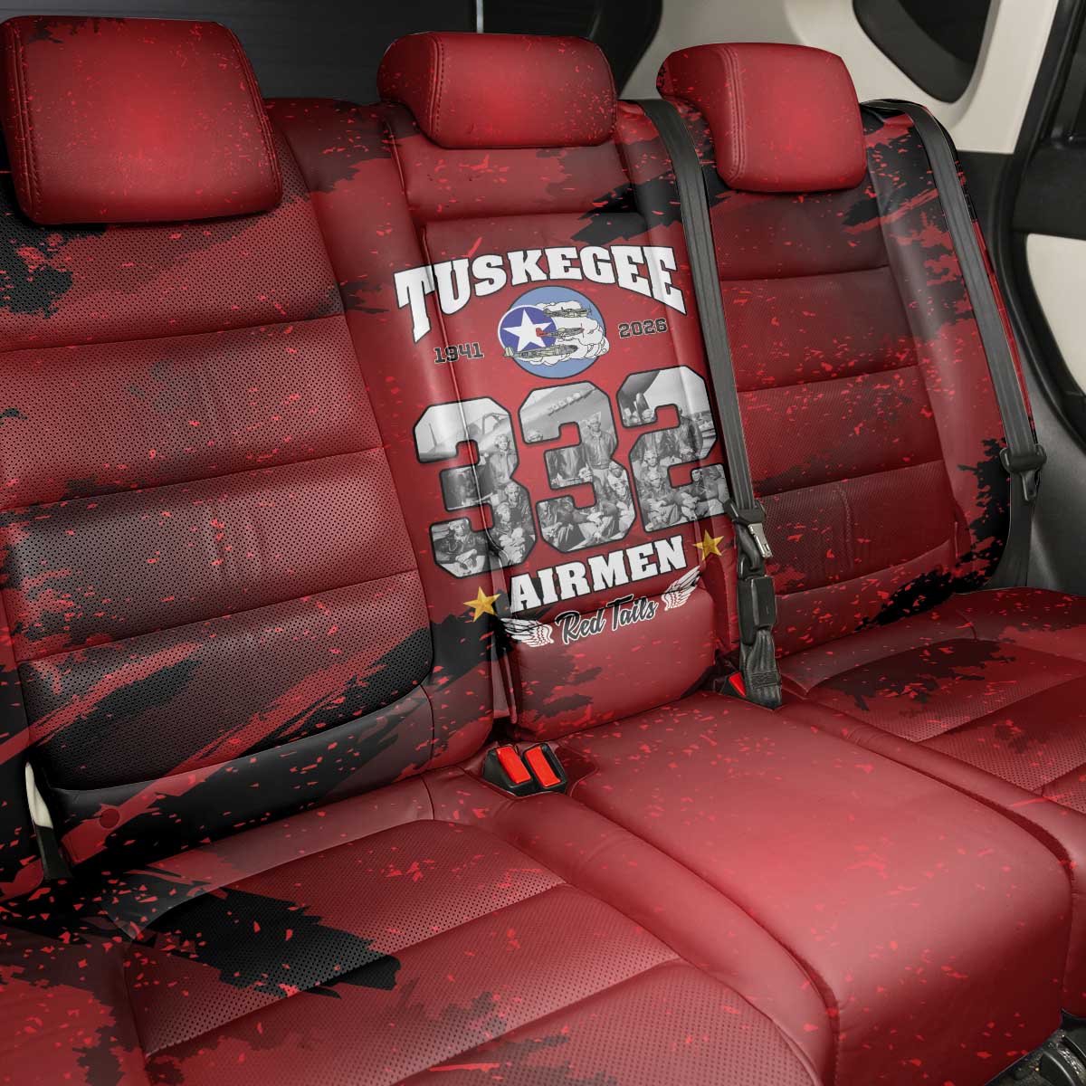 Tuskegee Airmen 1941–2026 Back Car Seat Cover 332nd Red Tails 85th Anniversary - African Pride