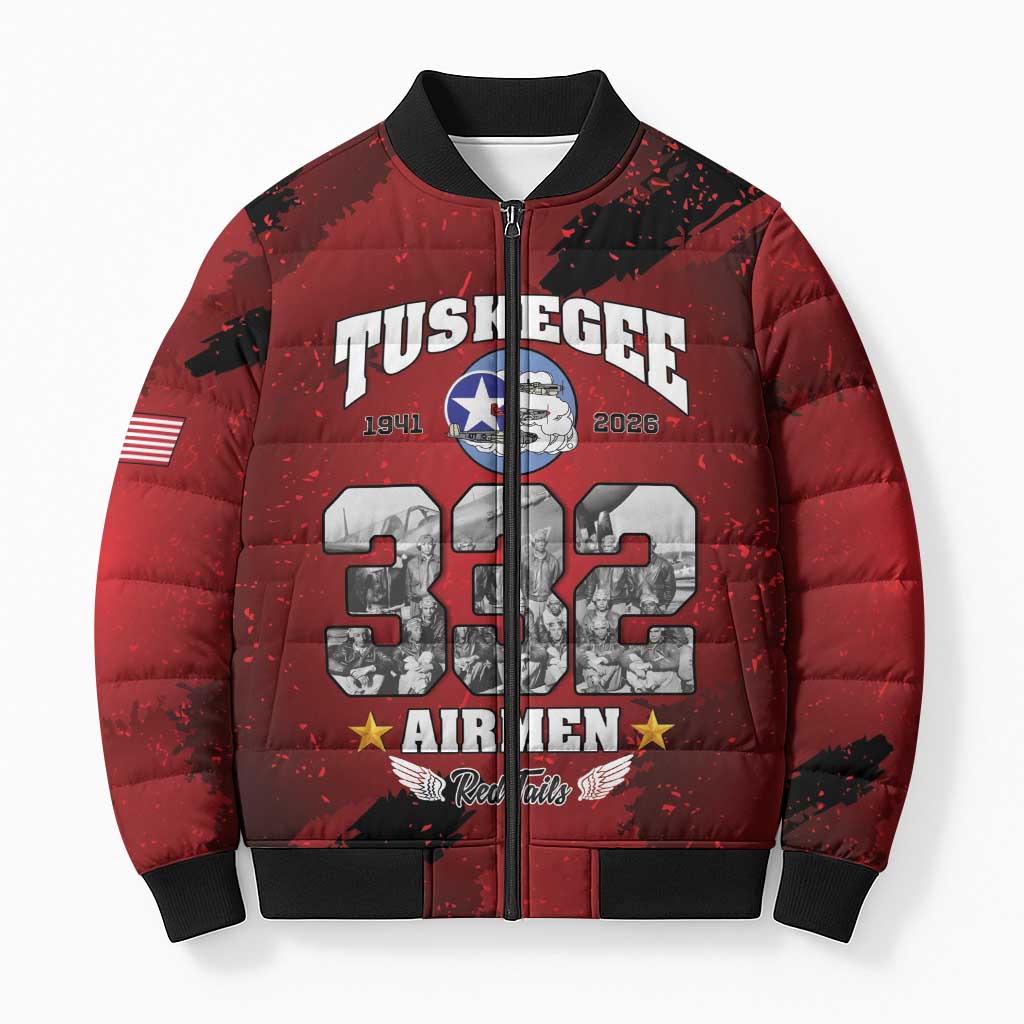 85 Years of Tuskegee Airmen Bomber Puffer Jacket 332nd Fighter Group Red Tails