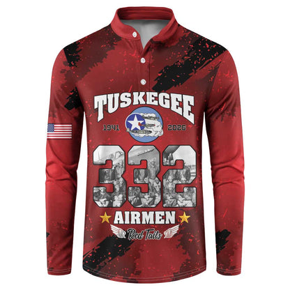 85 Years of Tuskegee Airmen Button Sweatshirt 332nd Fighter Group Red Tails