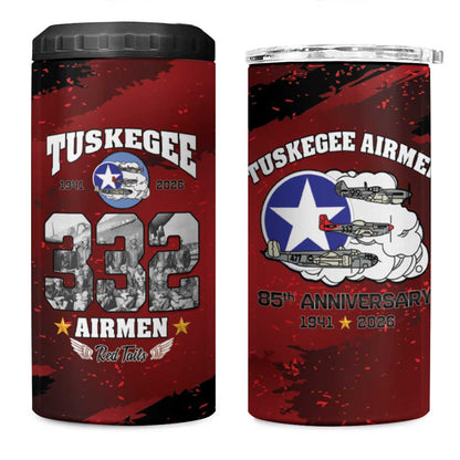 Tuskegee Airmen 1941–2026 4 in 1 Can Cooler Tumbler 332nd Red Tails 85th Anniversary - African Pride