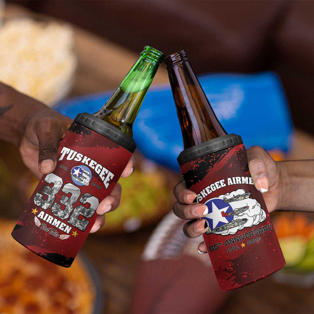 Tuskegee Airmen 1941–2026 4 in 1 Can Cooler Tumbler 332nd Red Tails 85th Anniversary - African Pride