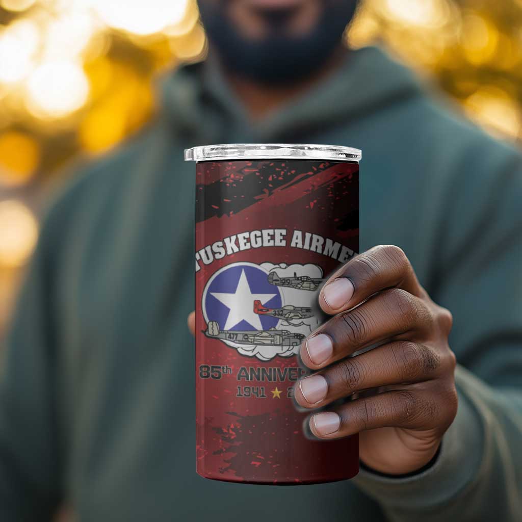 Tuskegee Airmen 1941–2026 4 in 1 Can Cooler Tumbler 332nd Red Tails 85th Anniversary - African Pride