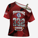 85 Years of Tuskegee Airmen Cross Shoulder Shirt 332nd Fighter Group Red Tails