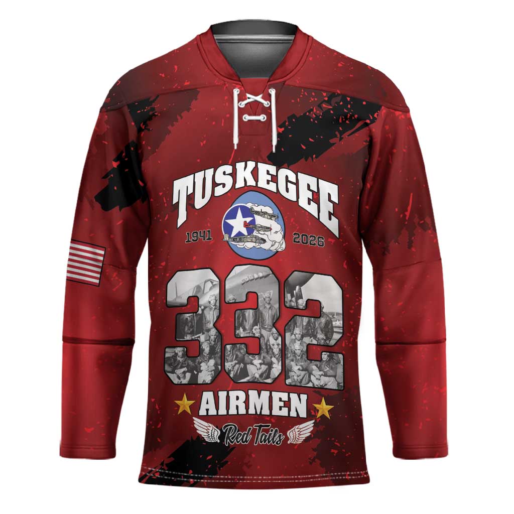 85 Years of Tuskegee Airmen Hockey Jersey 332nd Fighter Group Red Tails