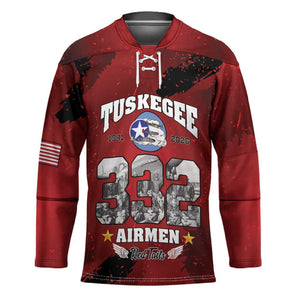 85 Years of Tuskegee Airmen Hockey Jersey 332nd Fighter Group Red Tails