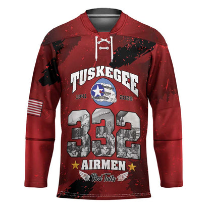 85 Years of Tuskegee Airmen Hockey Jersey 332nd Fighter Group Red Tails