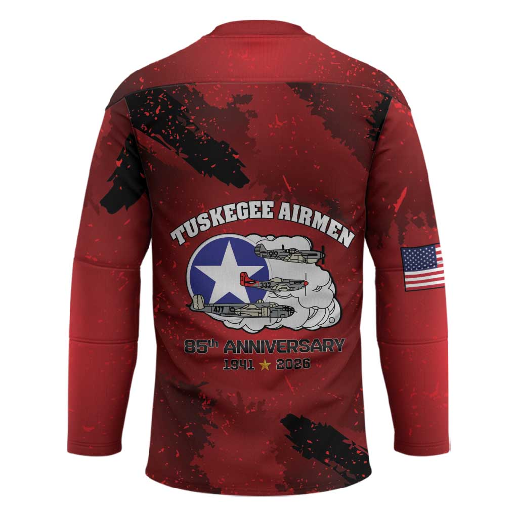 85 Years of Tuskegee Airmen Hockey Jersey 332nd Fighter Group Red Tails