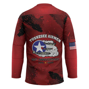 85 Years of Tuskegee Airmen Hockey Jersey 332nd Fighter Group Red Tails