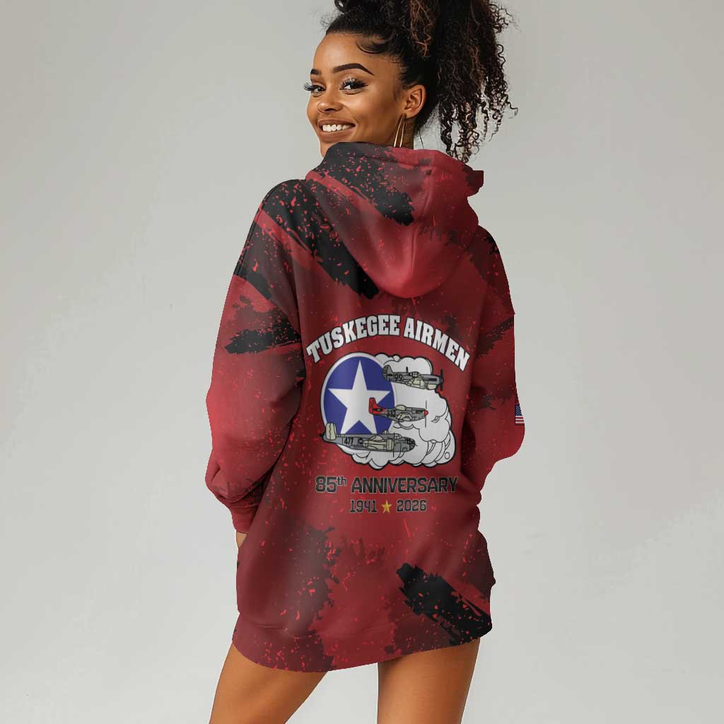 Tuskegee Airmen 1941–2026 Hoodie Dress 332nd Red Tails 85th Anniversary - African Pride