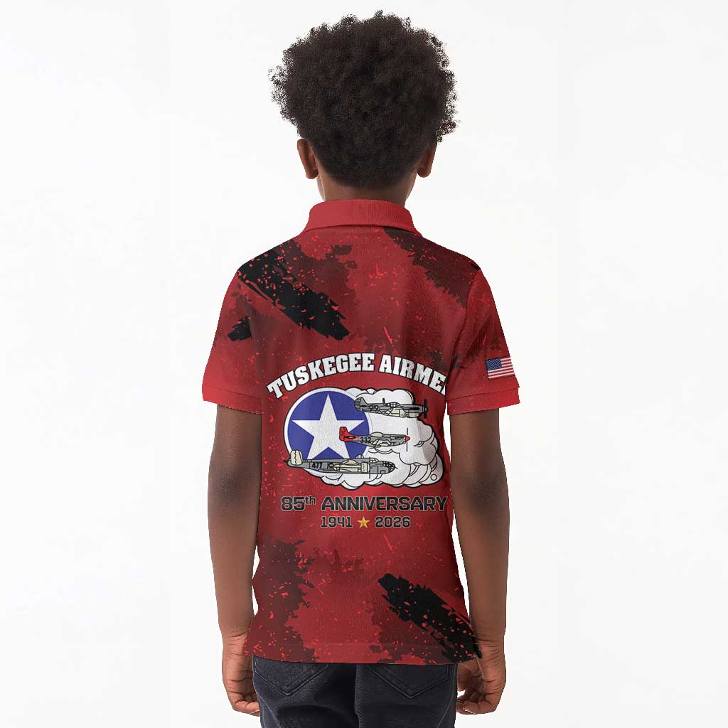 Tuskegee Airmen 1941–2026 Kid Polo Shirt 332nd Red Tails 85th Anniversary - African Pride