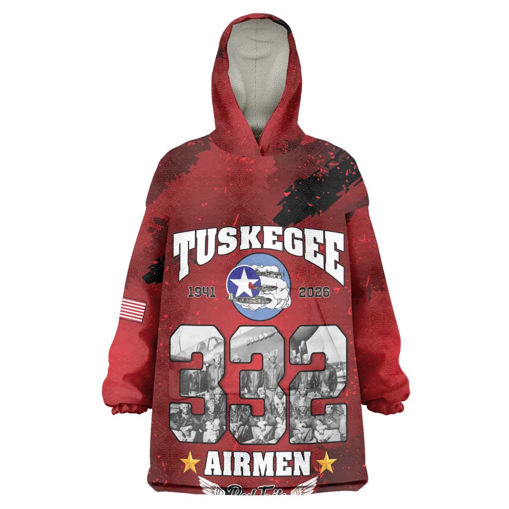 Tuskegee Airmen 1941–2026 Kid Wearable Blanket Hoodie 332nd Red Tails 85th Anniversary - African Pride