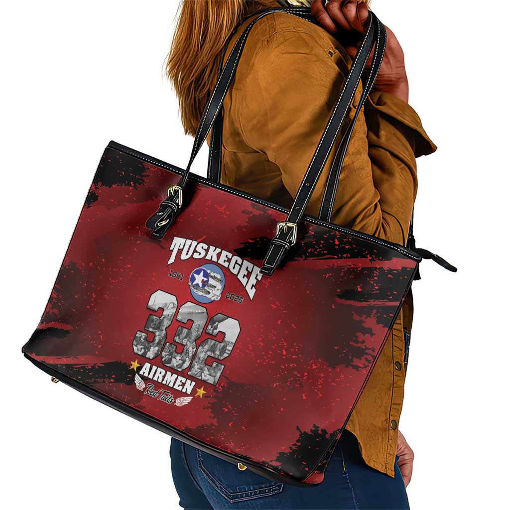 Tuskegee Airmen 1941–2026 Leather Tote Bag 332nd Red Tails 85th Anniversary - African Pride