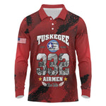 Tuskegee Airmen 1941–2026 Long Sleeve Polo Shirt 332nd Red Tails 85th Anniversary - African Pride
