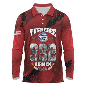 Tuskegee Airmen 1941–2026 Long Sleeve Polo Shirt 332nd Red Tails 85th Anniversary - African Pride