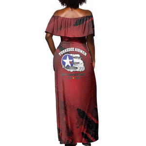 Tuskegee Airmen 1941–2026 Off Shoulder Maxi Dress 332nd Red Tails 85th Anniversary - African Pride