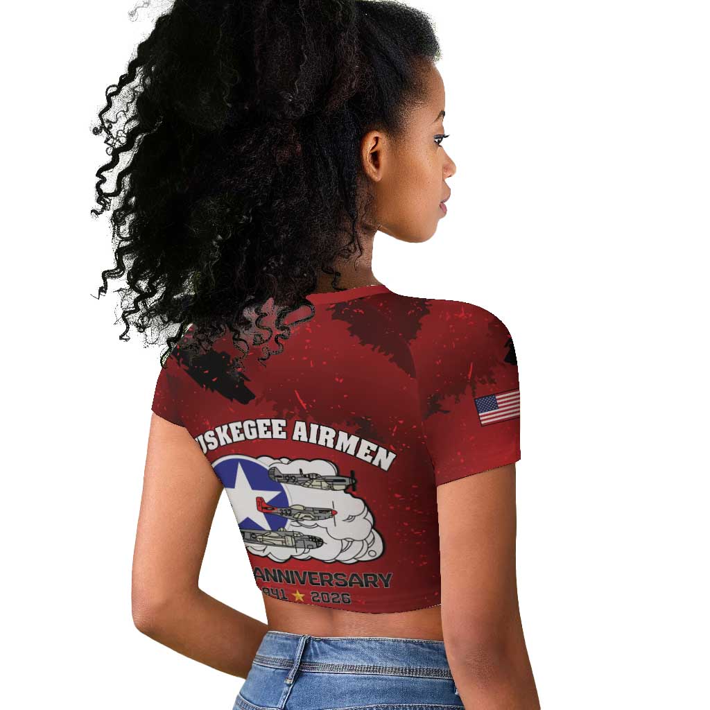 Tuskegee Airmen 1941–2026 Raglan Cropped T shirt 332nd Red Tails 85th Anniversary - African Pride
