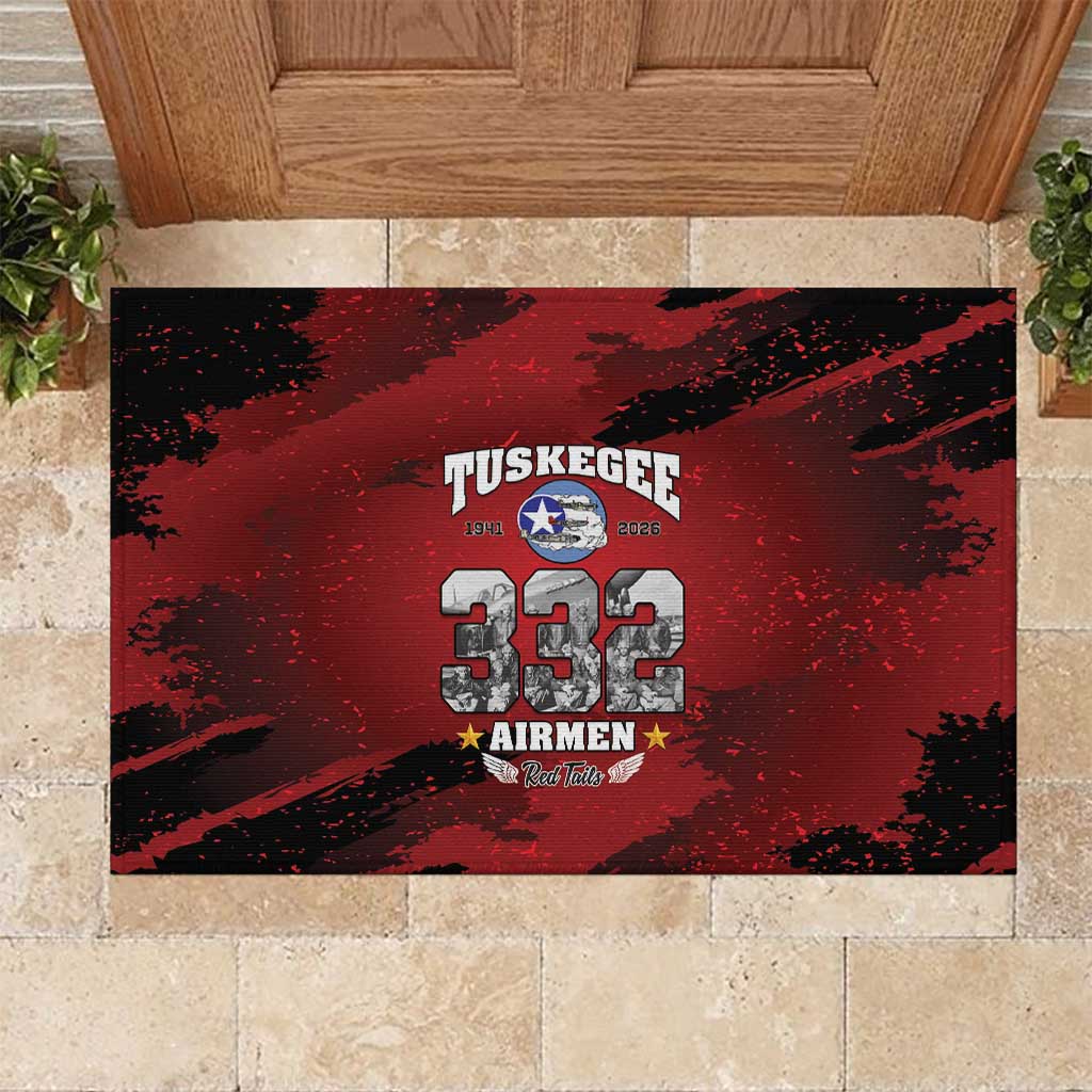 Tuskegee Airmen 1941–2026 Rubber Doormat 332nd Red Tails 85th Anniversary - African Pride