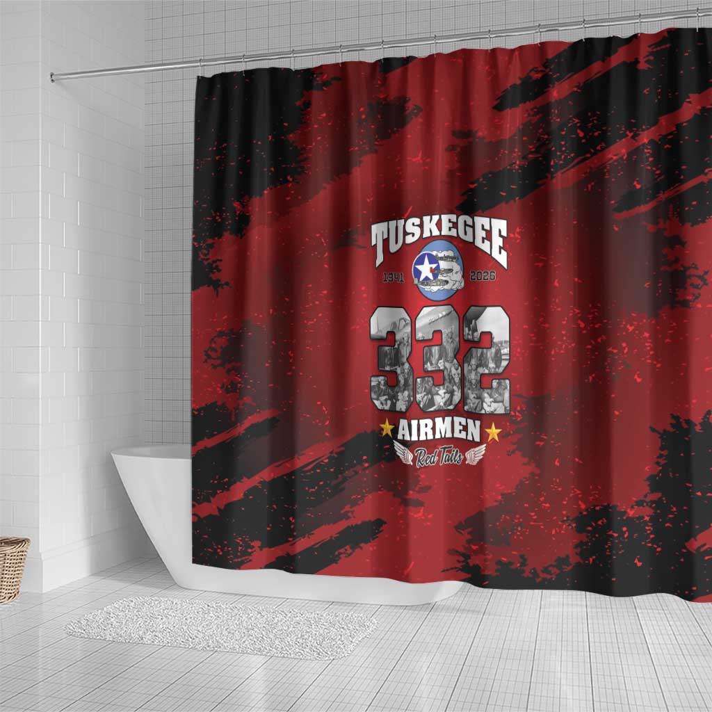 Tuskegee Airmen 1941–2026 Shower Curtain 332nd Red Tails 85th Anniversary - African Pride