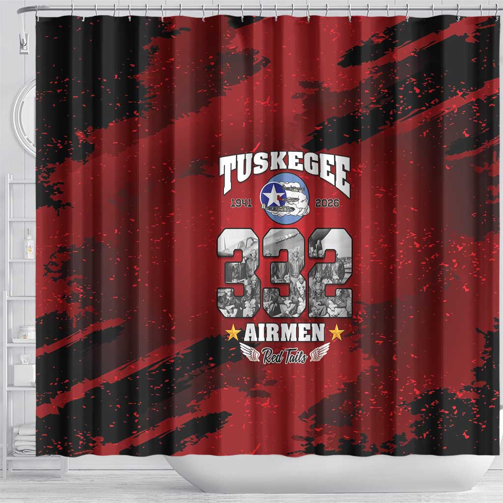 Tuskegee Airmen 1941–2026 Shower Curtain 332nd Red Tails 85th Anniversary - African Pride
