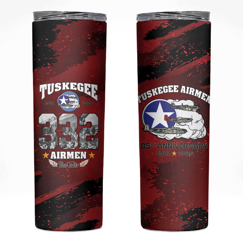 Tuskegee Airmen 1941–2026 Skinny Tumbler 332nd Red Tails 85th Anniversary - African Pride
