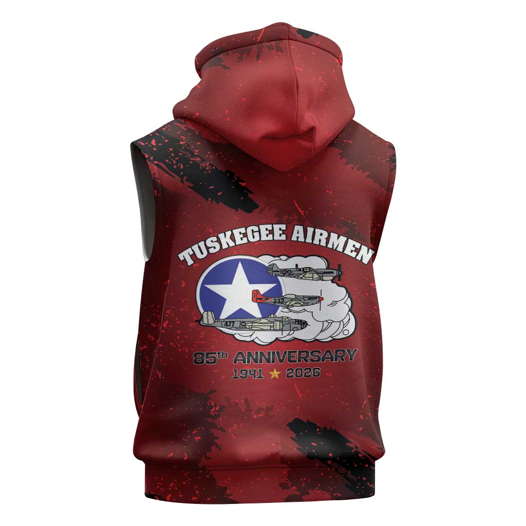 Tuskegee Airmen 1941–2026 Sleeveless Hoodie 332nd Red Tails 85th Anniversary - African Pride