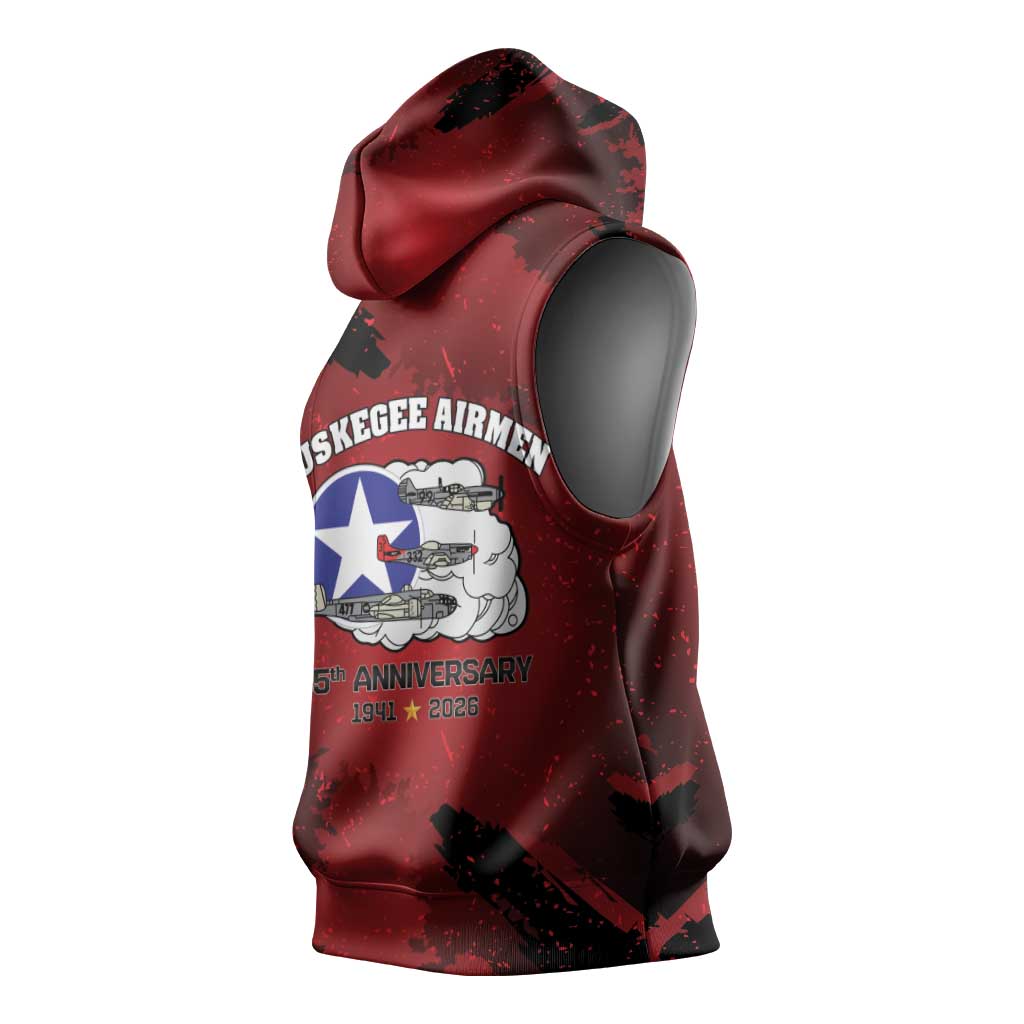 Tuskegee Airmen 1941–2026 Sleeveless Hoodie 332nd Red Tails 85th Anniversary - African Pride
