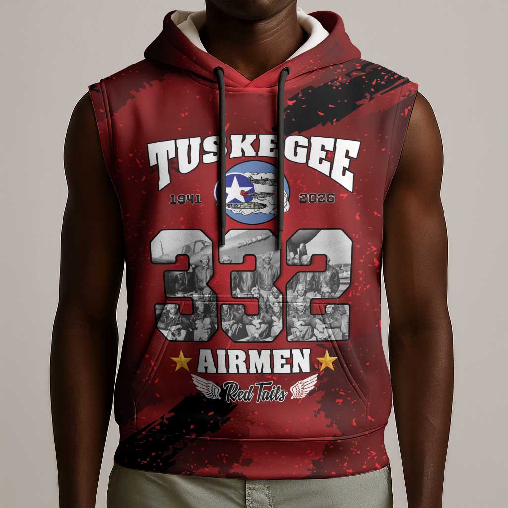 Tuskegee Airmen 1941–2026 Sleeveless Hoodie 332nd Red Tails 85th Anniversary - African Pride