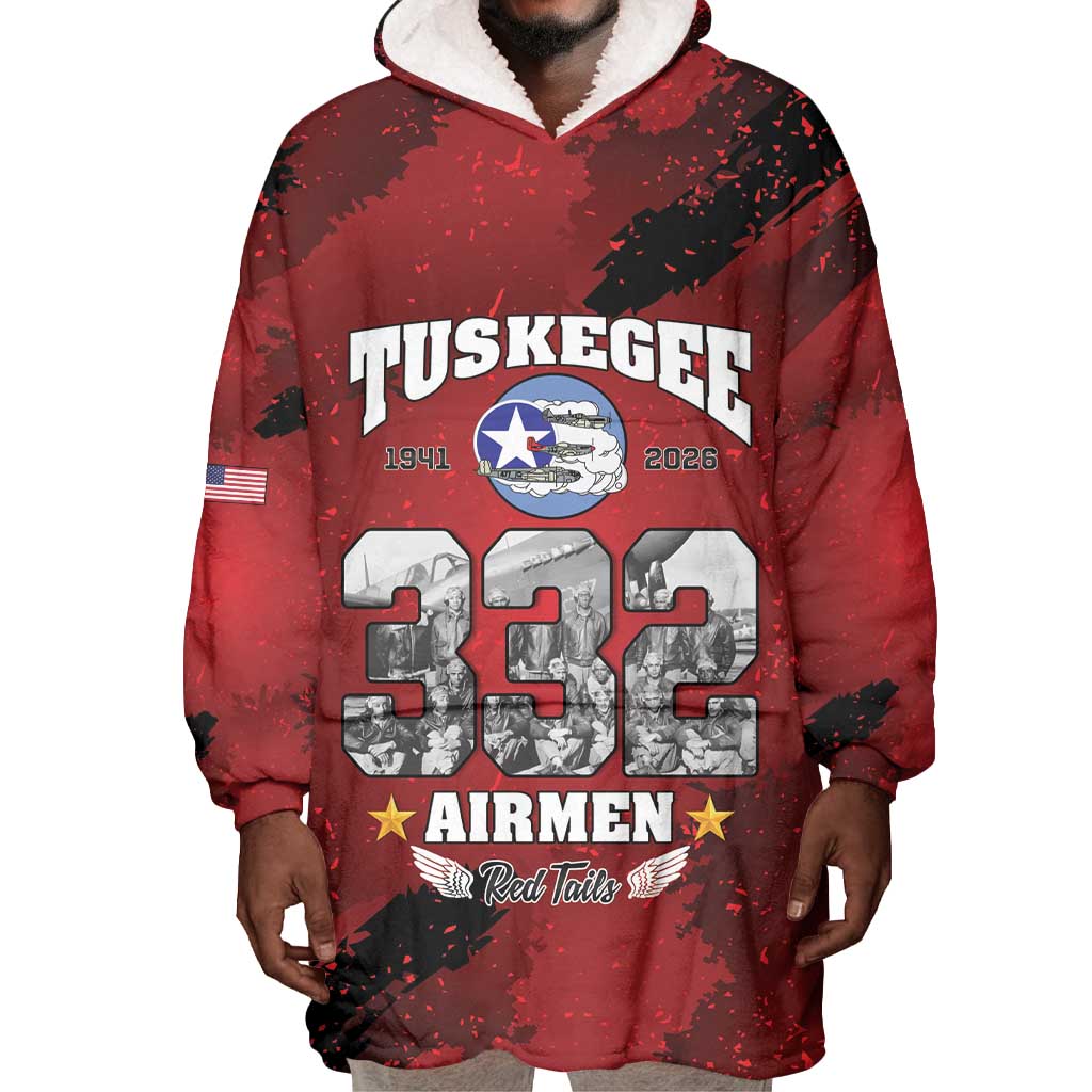 Tuskegee Airmen 1941–2026 Wearable Blanket Hoodie 332nd Red Tails 85th Anniversary - African Pride