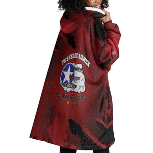 Tuskegee Airmen 1941–2026 Wearable Blanket Hoodie 332nd Red Tails 85th Anniversary - African Pride