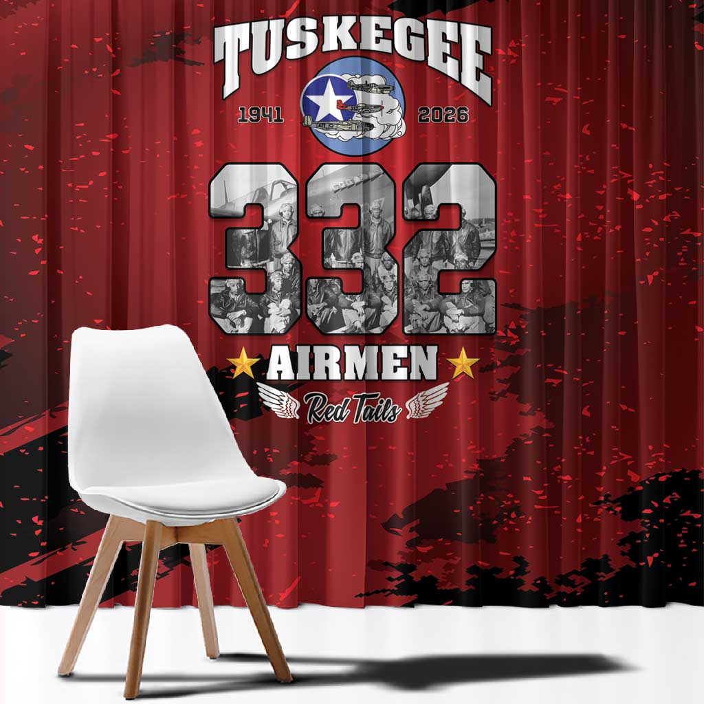Tuskegee Airmen 1941–2026 Window Curtain 332nd Red Tails 85th Anniversary - African Pride