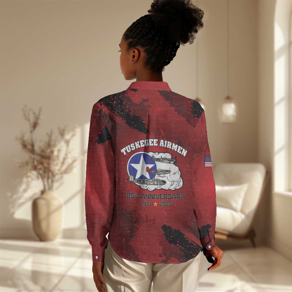 Tuskegee Airmen 1941–2026 Women Casual Shirt 332nd Red Tails 85th Anniversary - African Pride