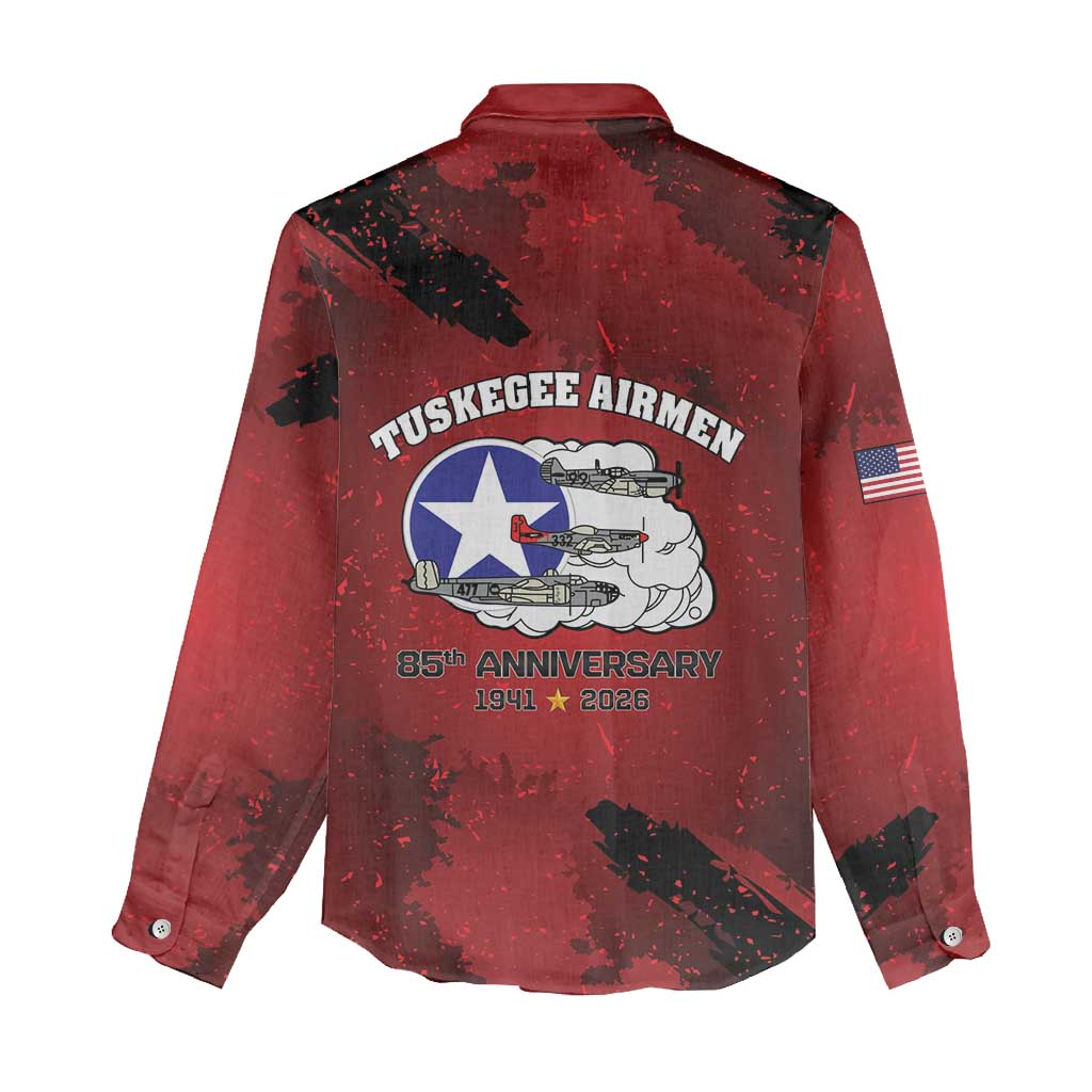 Tuskegee Airmen 1941–2026 Women Casual Shirt 332nd Red Tails 85th Anniversary - African Pride