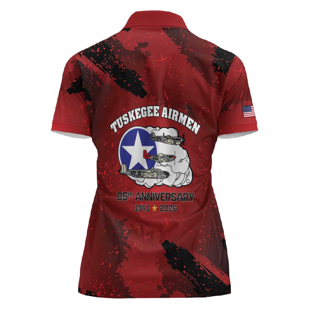 Tuskegee Airmen 1941–2026 Women Polo Shirt 332nd Red Tails 85th Anniversary - African Pride