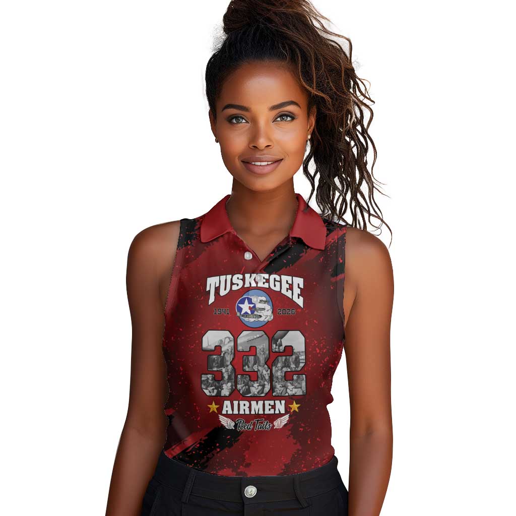 Tuskegee Airmen 1941–2026 Women Sleeveless Polo Shirt 332nd Red Tails 85th Anniversary - African Pride
