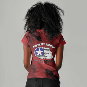 Tuskegee Airmen 1941–2026 Women V-Neck T-Shirt 332nd Red Tails 85th Anniversary - African Pride
