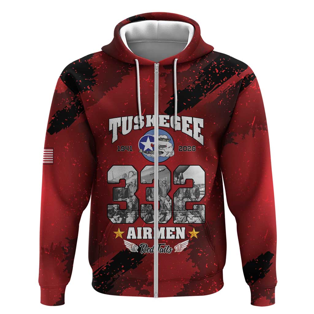 Tuskegee Airmen 1941–2026 Zip Hoodie 332nd Red Tails 85th Anniversary - African Pride