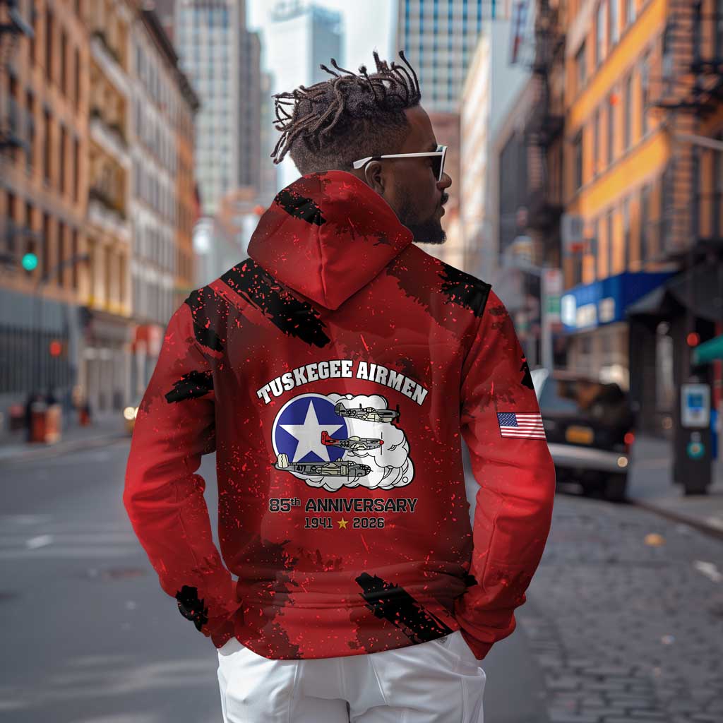 Tuskegee Airmen 1941–2026 Zip Hoodie 332nd Red Tails 85th Anniversary - African Pride