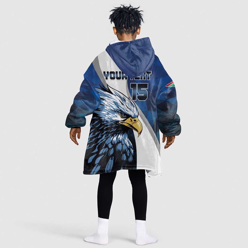 Custom Afro Namibia Cricket Kid Wearable Blanket Hoodie Go Eagles