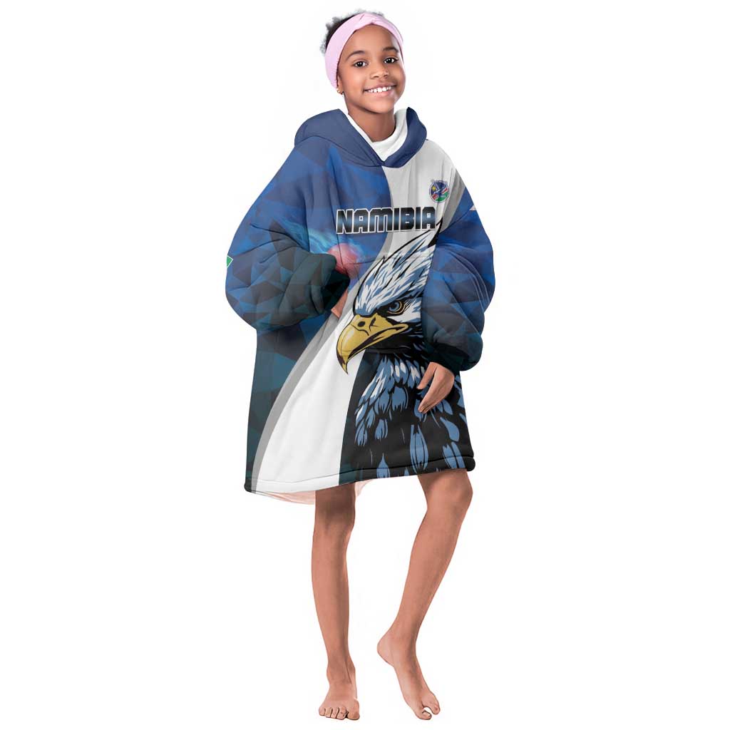 Custom Afro Namibia Cricket Kid Wearable Blanket Hoodie Go Eagles