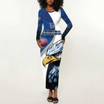 Custom Afro Namibia Cricket Long Sleeve Bodycon Dress Go Eagles LT15