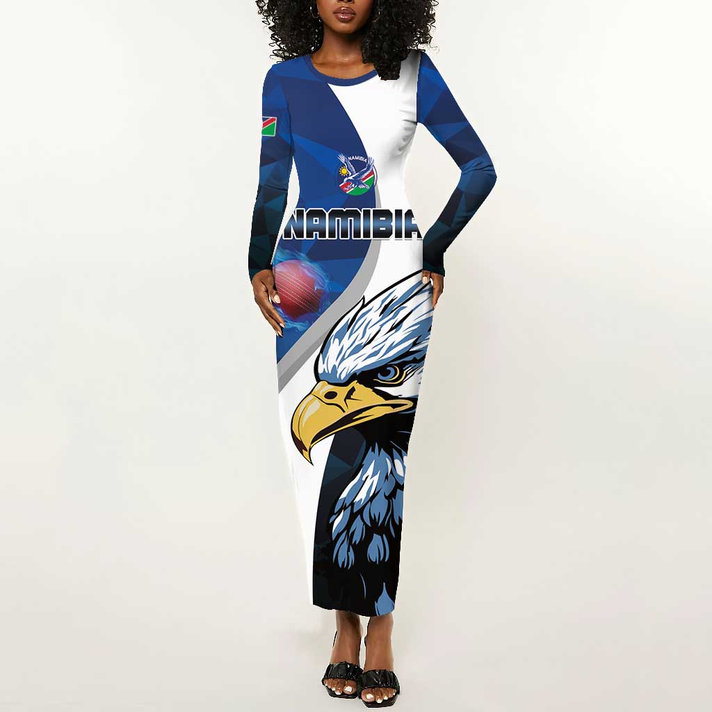 Custom Afro Namibia Cricket Long Sleeve Bodycon Dress Go Eagles LT15