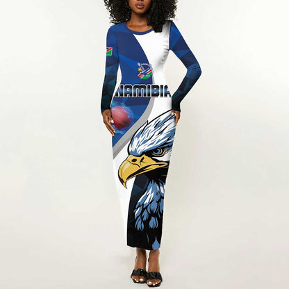 Custom Afro Namibia Cricket Long Sleeve Bodycon Dress Go Eagles LT15
