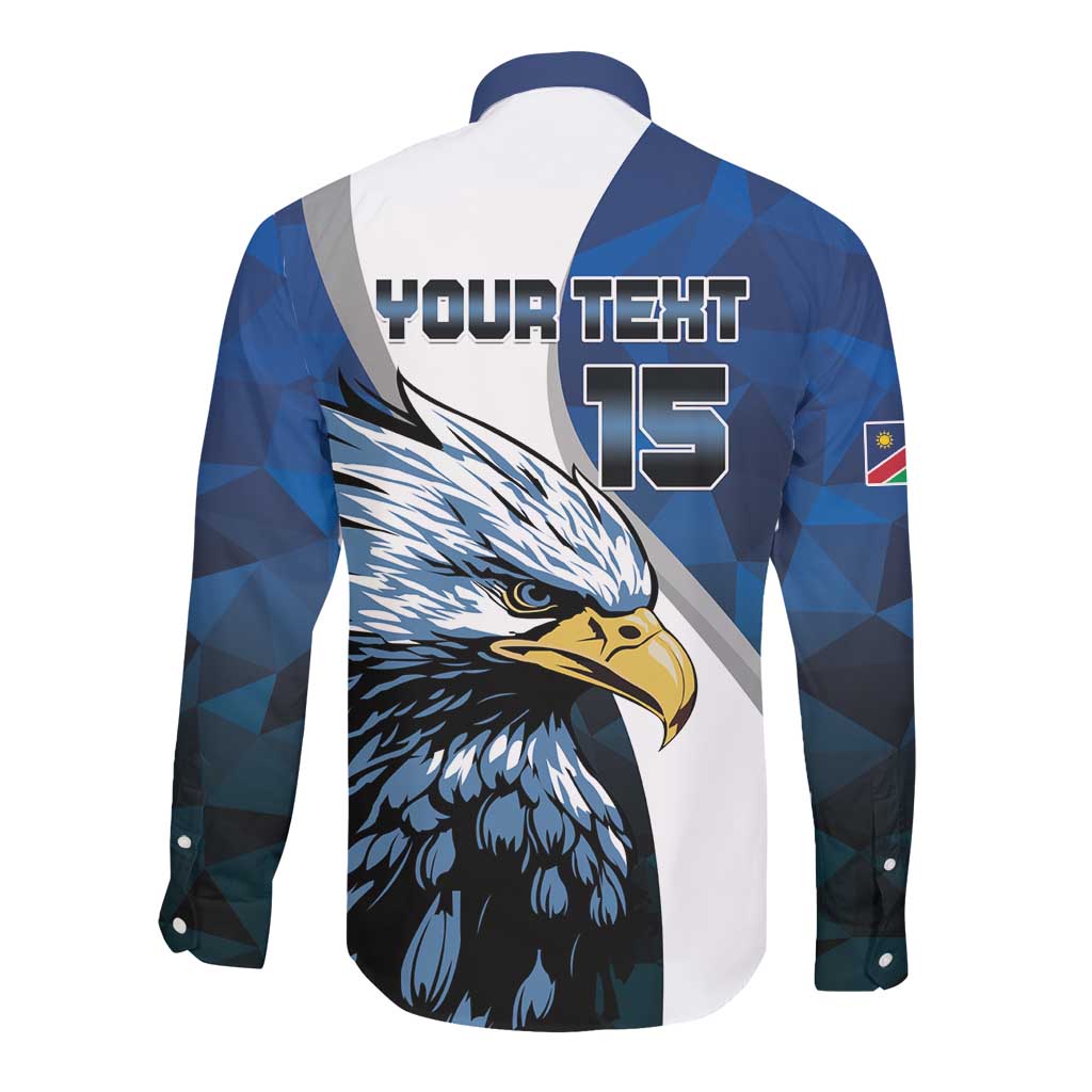 Custom Afro Namibia Cricket Long Sleeve Button Shirt Go Eagles