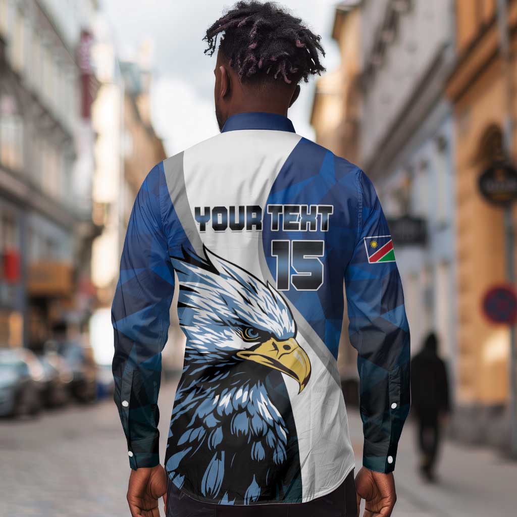 Custom Afro Namibia Cricket Long Sleeve Button Shirt Go Eagles